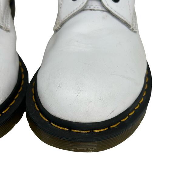 Dr. Martens 1460 Flat White Combat Boots - WHITE & BLACK - Picture 3 of 12